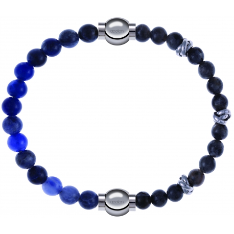 Apollon - Collection MiX - bracelet combinable sodalite 6mm - 10,25cm + labradorite 6mm - 10cm