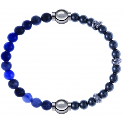 Apollon - Collection MiX - bracelet combinable sodalite 6mm - 10,25cm + hématite 6mm - 10cm