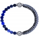 Apollon - Collection MiX - bracelet combinable sodalite 6mm - 10,25cm + chaines 2 tons noir et blancs - 10,25cm