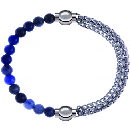 Apollon - Collection MiX - bracelet combinable sodalite 6mm - 10,25cm + chaines - 10,25cm