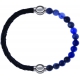 Apollon - Collection MiX - bracelet combinable cuir tressé italien noir - 10,5cm + sodalite 6mm - 10,25cm