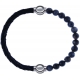 Apollon - Collection MiX - bracelet combinable cuir tressé italien noir - 10,5cm + labradorite 6mm - 10,25cm