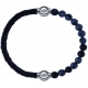 Apollon - Collection MiX - bracelet combinable cuir tressé italien noir - 10,5cm + obsidienne neige 6mm - 10,25cm