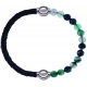 Apollon - Collection MiX - bracelet combinable cuir tressé italien noir - 10,5cm + agate indienne teintée 6mm - 10,25cm