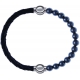 Apollon - Collection MiX - bracelet combinable cuir tressé italien noir - 10,5cm + hématite 6mm - 10,25cm