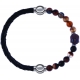 Apollon - Collection MiX - bracelet combinable cuir tressé italien noir - 10,5cm + agate marron 6mm - Bouddha - 10cm