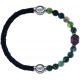 Apollon - Collection MiX - bracelet combinable cuir tressé italien noir - 10,5cm + agate verte 6mm - Bouddha - 10cm