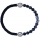 Apollon - Collection MiX - bracelet combinable cuir tressé italien noir - 10,5cm + sodalite 6mm - 10cm