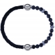 Apollon - Collection MiX - bracelet combinable cuir tressé italien noir - 10,5cm + labradorite 6mm - 10cm