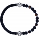 Apollon - Collection MiX - bracelet combinable cuir tressé italien noir - 10,5cm + oeil de tigre - pierre de lave 6mm - 10,75cm