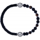 Apollon - Collection MiX - bracelet combinable cuir tressé italien noir - 10,5cm + oeil de tigre - pierre de lave 6mm - 10,75cm