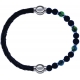 Apollon - Collection MiX - bracelet combinable cuir tressé italien noir-10,5cm + agate teintée verte-pierre de lave 6mm-10,75cm