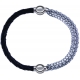 Apollon - Collection MiX - bracelet combinable cuir tressé italien noir - 10,5cm + chaines - 10,25cm