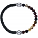 Apollon - Collection MiX - bracelet combinable cuir tressé italien vert - 10,5cm + agate marron 6mm - 10,25cm