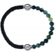 Apollon - Collection MiX - bracelet combinable cuir tressé italien vert - 10,5cm + agate verte mousse 6mm - 10,25cm