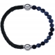 Apollon - Collection MiX - bracelet combinable cuir tressé italien vert - 10,5cm + obsidienne neige 6mm - 10,25cm