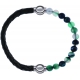 Apollon - Collection MiX - bracelet combinable cuir tressé italien vert - 10,5cm + agate indienne teintée 6mm - 10,25cm