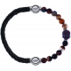 Apollon - Collection MiX - bracelet combinable cuir tressé italien vert - 10,5cm + agate marron 6mm - Bouddha - 10cm