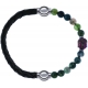 Apollon - Collection MiX - bracelet combinable cuir tressé italien vert - 10,5cm + agate verte 6mm - Bouddha - 10cm