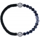 Apollon - Collection MiX - bracelet combinable cuir tressé italien vert - 10,5cm + sodalite 6mm - 10cm