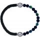 Apollon - Collection MiX - bracelet combinable cuir tressé italien vert-10,5cm + agate teintée verte-pierre de lave 6mm-10,75cm