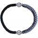 Apollon - Collection MiX - bracelet combinable cuir tressé italien vert - 10,5cm + chaines 2 tons noir et blancs - 10,25cm