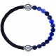 Apollon - Collection MiX - bracelet combinable cuir tressé italien marron - 10,5cm + sodalite 6mm - 10,25cm