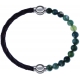 Apollon - Collection MiX - bracelet combinable cuir tressé italien marron - 10,5cm + agate verte mousse 6mm - 10,25cm