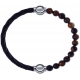 Apollon - Collection MiX - bracelet combinable cuir tressé italien marron - 10,5cm + oeil de tigre 6mm - 10,25cm