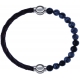 Apollon - Collection MiX - bracelet combinable cuir tressé italien marron - 10,5cm + obsidienne neige 6mm - 10,25cm