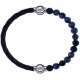 Apollon - Collection MiX - bracelet combinable cuir tressé italien marron - 10,5cm + obsidienne neige 6mm - 10,25cm