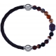 Apollon - Collection MiX - bracelet combinable cuir tressé italien marron - 10,5cm + agate marron 6mm - Bouddha - 10cm