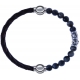 Apollon - Collection MiX - bracelet combinable cuir tressé italien marron - 10,5cm + sodalite 6mm - 10cm