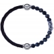 Apollon - Collection MiX - bracelet combinable cuir tressé italien marron - 10,5cm + sodalite 6mm - 10cm