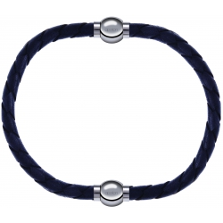 Apollon - Collection MiX - bracelet combinable cuir tressé italien gris - 10,5cm + cuir tressé italien gris - 10,5cm