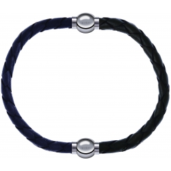 Apollon - Collection MiX - bracelet combinable cuir tressé italien gris - 10,5cm + cuir tressé italien vert - 10,5cm