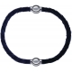 Apollon - Collection MiX - bracelet combinable cuir tressé italien gris - 10,5cm + cuir tressé italien noir - 10,5cm