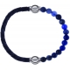 Apollon - Collection MiX - bracelet combinable cuir tressé italien gris - 10,5cm + sodalite 6mm - 10,25cm