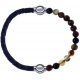 Apollon - Collection MiX - bracelet combinable cuir tressé italien gris - 10,5cm + agate marron 6mm - 10,25cm