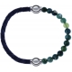Apollon - Collection MiX - bracelet combinable cuir tressé italien gris - 10,5cm + agate verte mousse 6mm - 10,25cm
