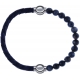 Apollon - Collection MiX - bracelet combinable cuir tressé italien gris - 10,5cm + labradorite 6mm - 10,25cm