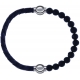 Apollon - Collection MiX - bracelet combinable cuir tressé italien gris - 10,5cm + pierre de lave 6mm - 10,25cm