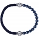 Apollon - Collection MiX - bracelet combinable cuir tressé italien gris - 10,5cm + hématite 6mm - 10,25cm