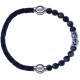 Apollon - Collection MiX - bracelet combinable cuir tressé italien gris - 10,5cm + sodalite 6mm - 10cm