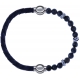 Apollon - Collection MiX - bracelet combinable cuir tressé italien gris - 10,5cm + labradorite 6mm - 10cm