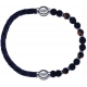 Apollon - Collection MiX - bracelet combinable cuir tressé italien gris - 10,5cm + oeil de tigre - pierre de lave 6mm - 10,75cm