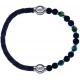 Apollon - Collection MiX - bracelet combinable cuir tressé italien gris-10,5cm + agate teintée verte-pierre de lave 6mm-10,75cm
