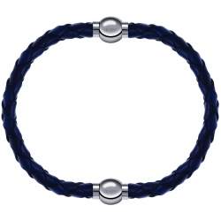 Apollon - Collection MiX - bracelet combinable cuir tressé italien bleu - 10,5cm + cuir tressé italien bleu - 10,5cm