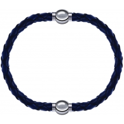 Apollon - Collection MiX - bracelet combinable cuir tressé italien bleu - 10,5cm + cuir tressé italien bleu - 10,5cm