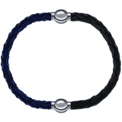 Apollon - Collection MiX - bracelet combinable cuir tressé italien bleu - 10,5cm + cuir tressé italien vert - 10,5cm